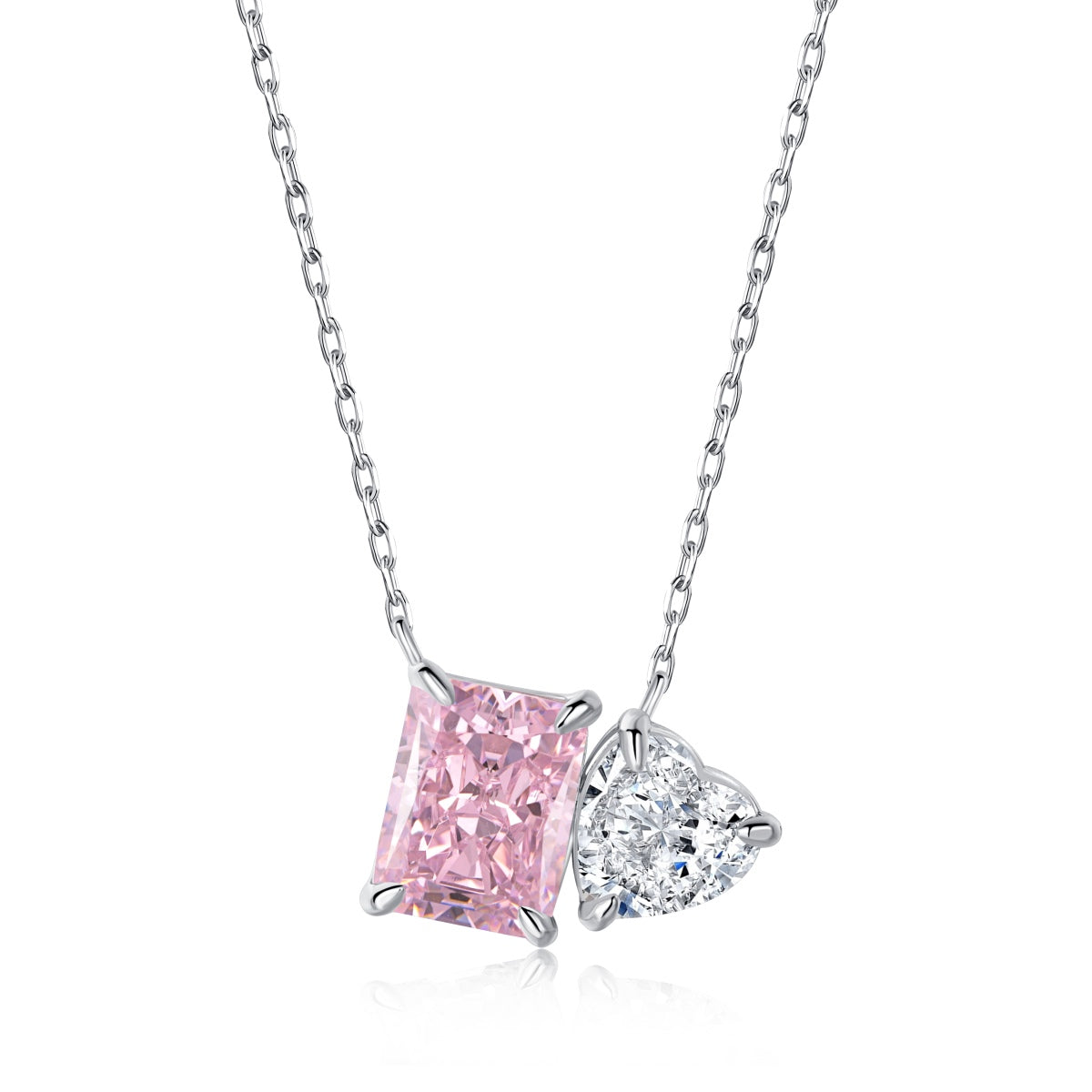 Zircon Necklace 8A Pink and White