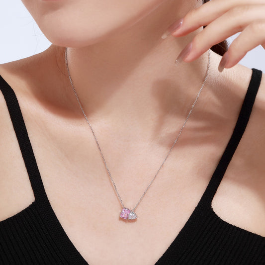 Zircon Necklace 8A Pink and White