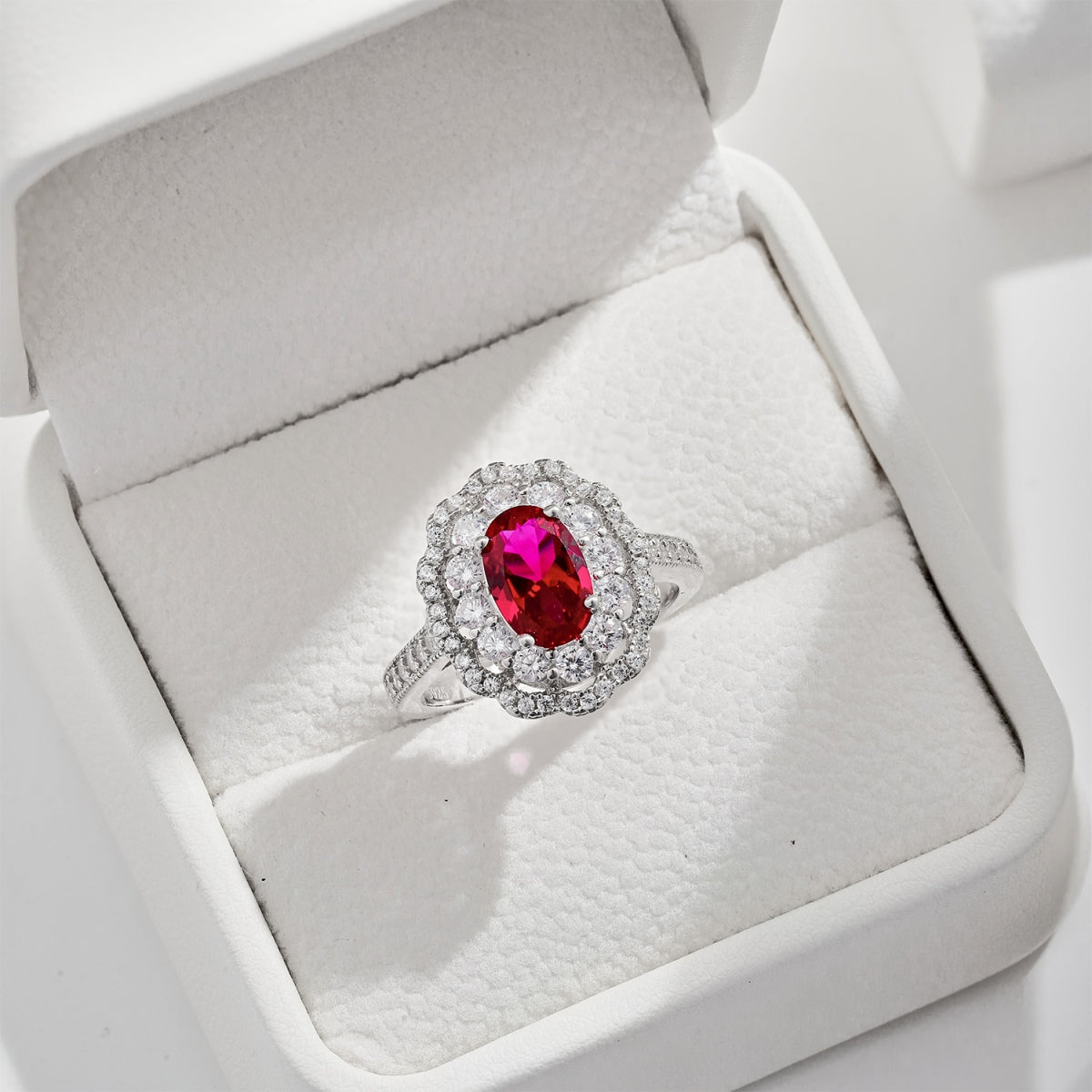 1.5 CT Ring 5A Cubic Zirconia | 925 Sterling Silver | Ruby Color | 0149