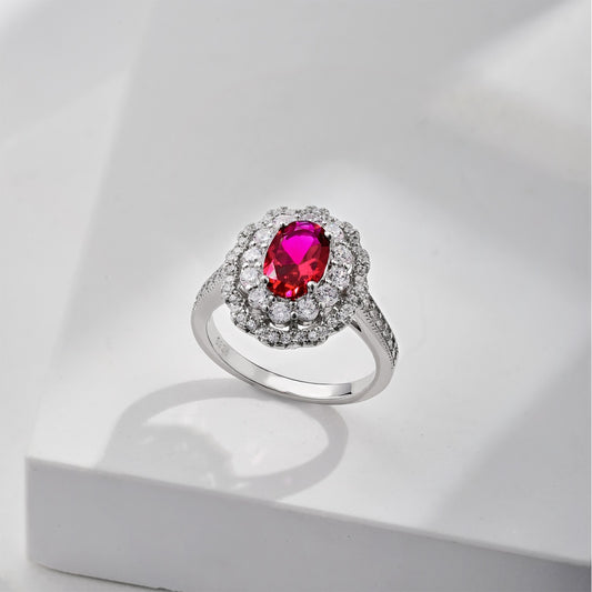1.5 CT Ring 5A Cubic Zirconia | 925 Sterling Silver | Ruby Color | 0149