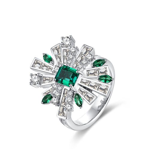 Lab Grown Emerald: 0.7 Carat Emerald Ring | S925 Plated White Gold