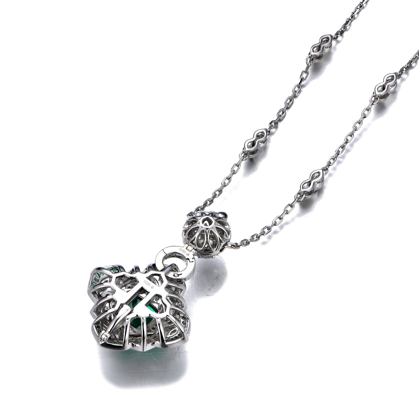 Lab Grown Emerald: 4.3 Carat Emerald Ring/Necklace 4-in-1 Design | S925 Plated White Gold