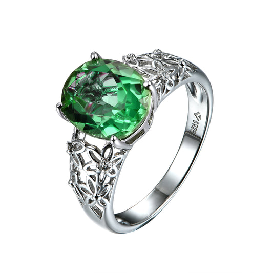 Lab Grown Emerald: 3.0 Carat Emerald Ring | S925 Plated White Gold