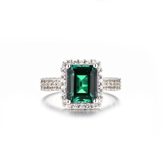 Lab Grown Emerald: 2.6 Carat Emerald Ring | S925 Plated White Gold