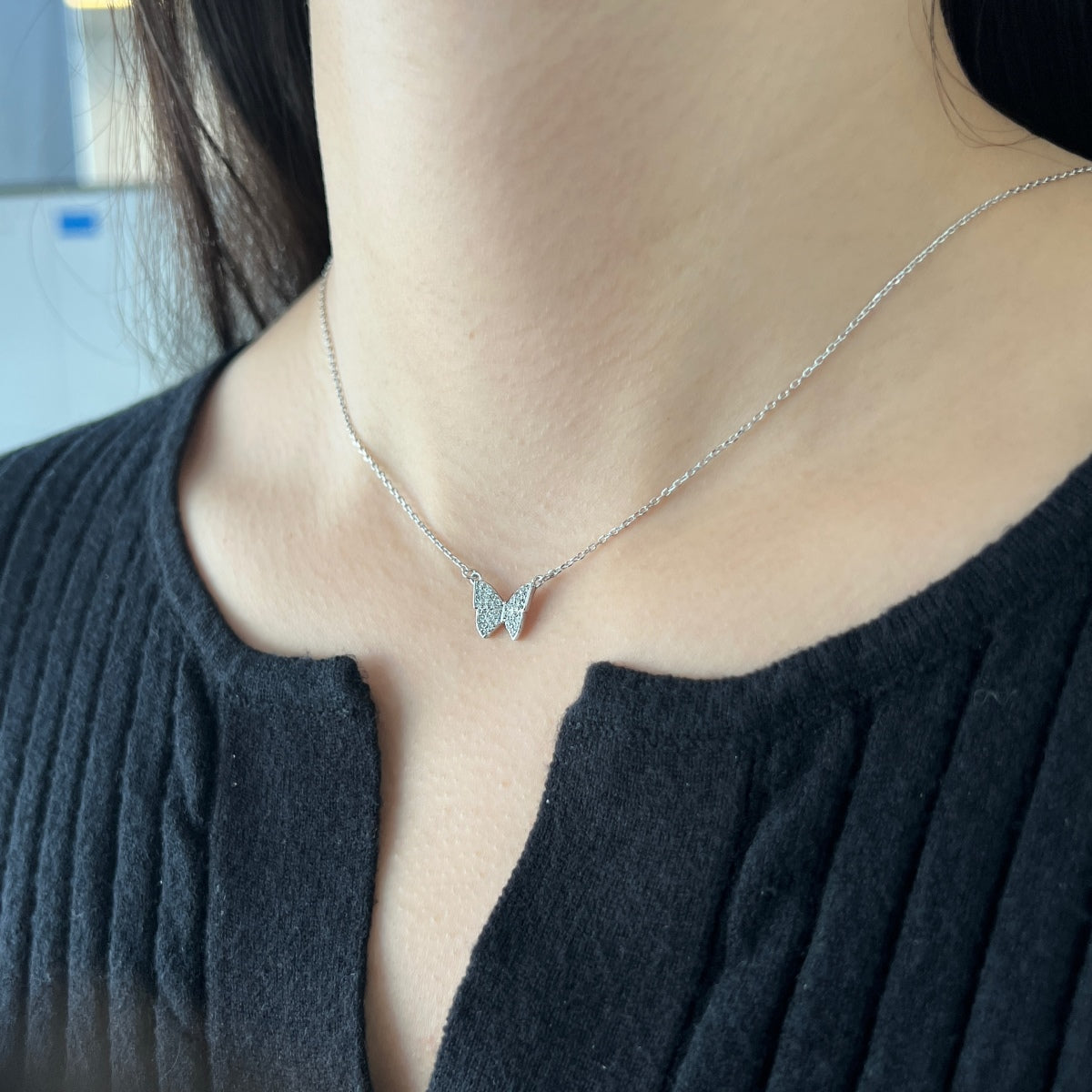 Cubic Zirconia Necklace 5A | 925 Sterling Silver | Butterfly