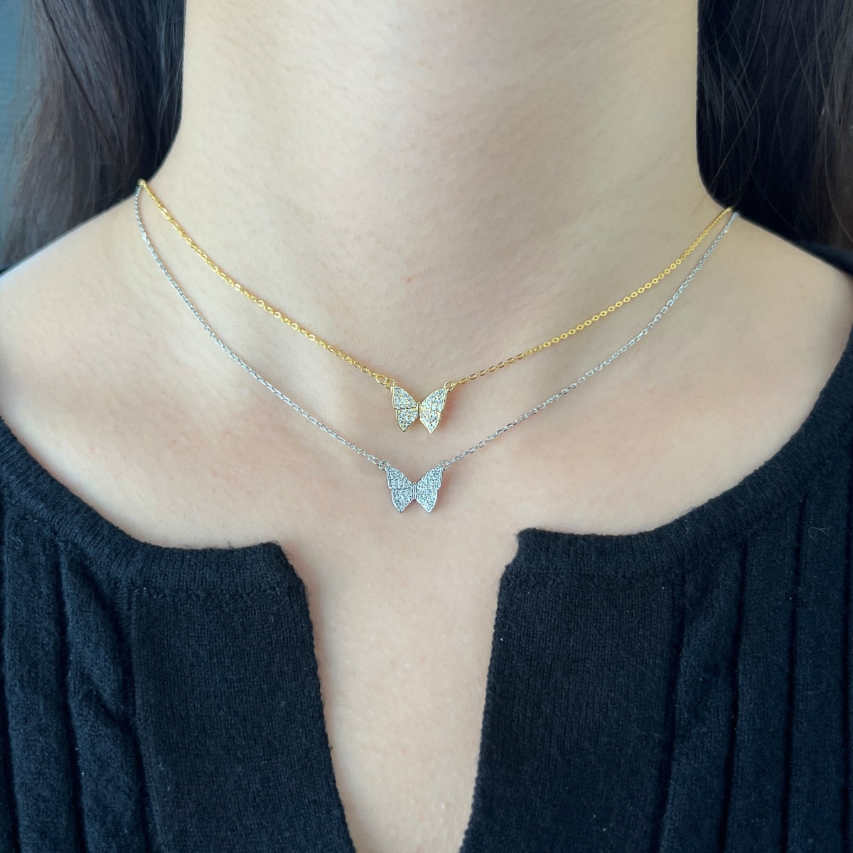 Cubic Zirconia Necklace 5A | 925 Sterling Silver | Butterfly
