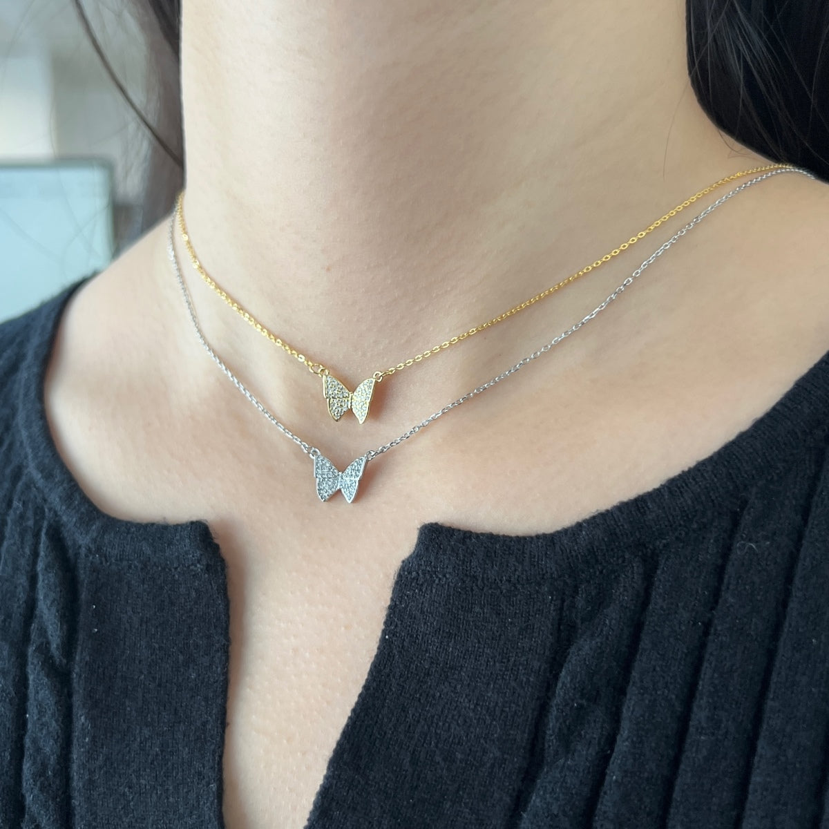 Cubic Zirconia Necklace 5A | 925 Sterling Silver | Butterfly
