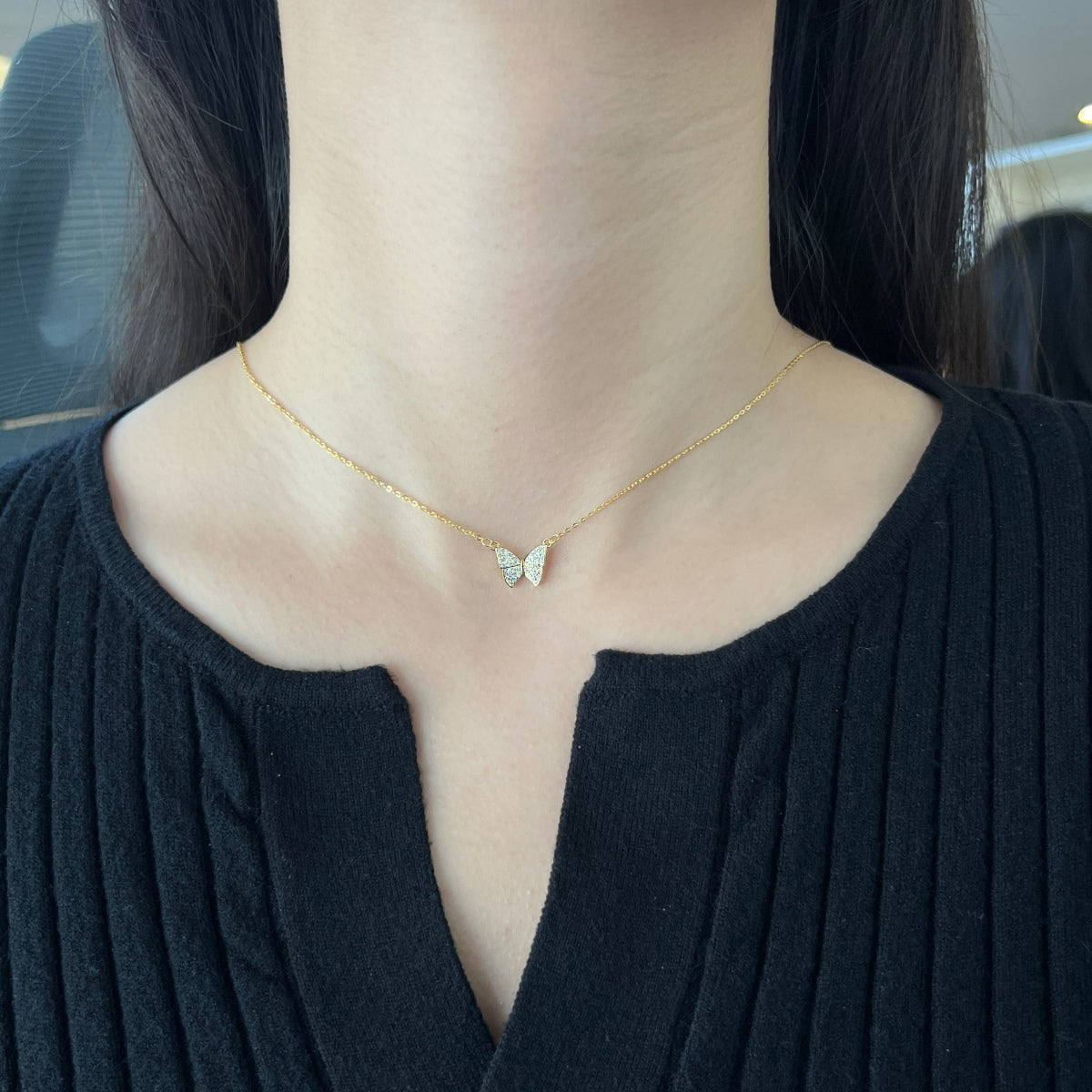 Cubic Zirconia Necklace 5A | 925 Sterling Silver | Butterfly