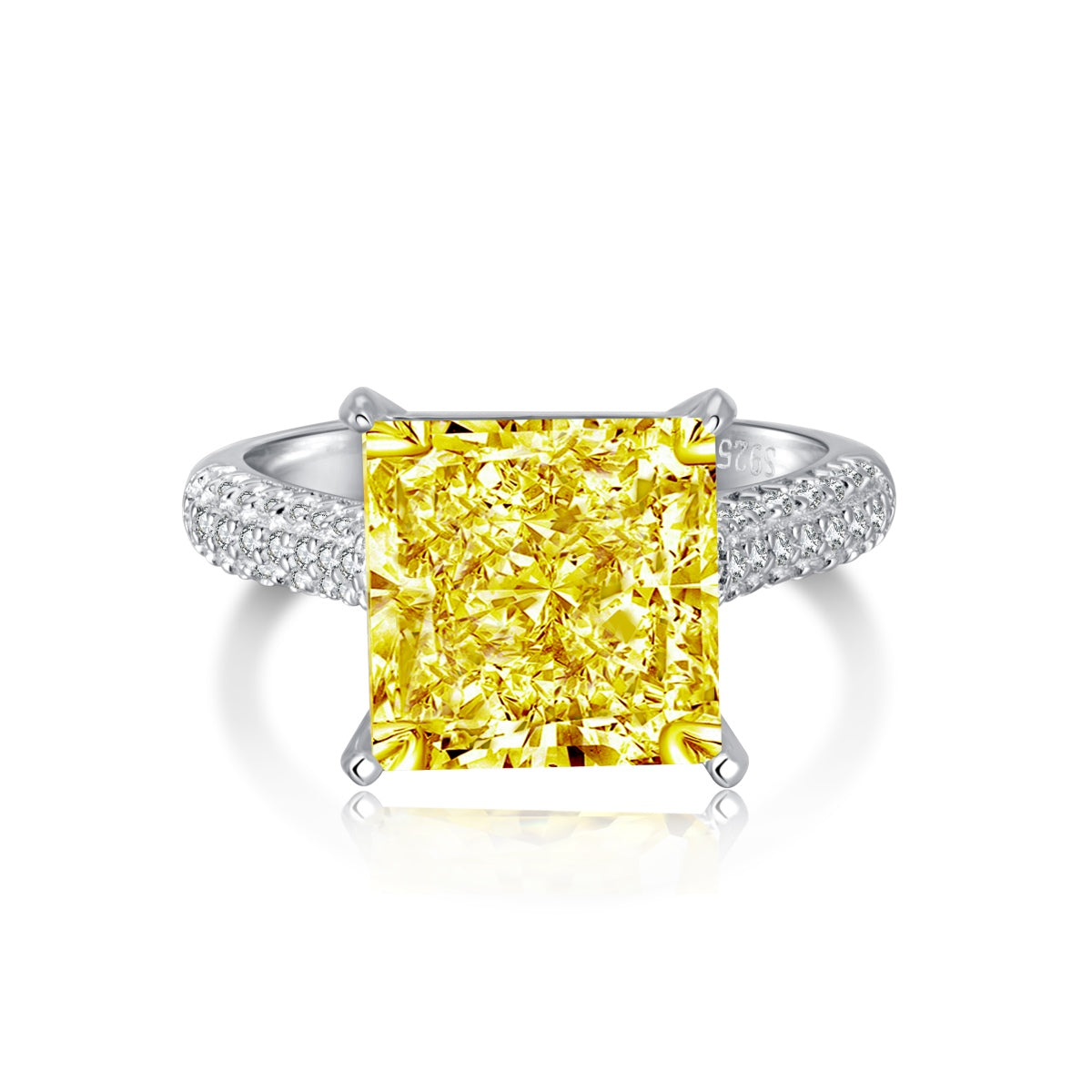 8A Zircon Ring | 925 Sterling Silver Radiant Cut 5ct