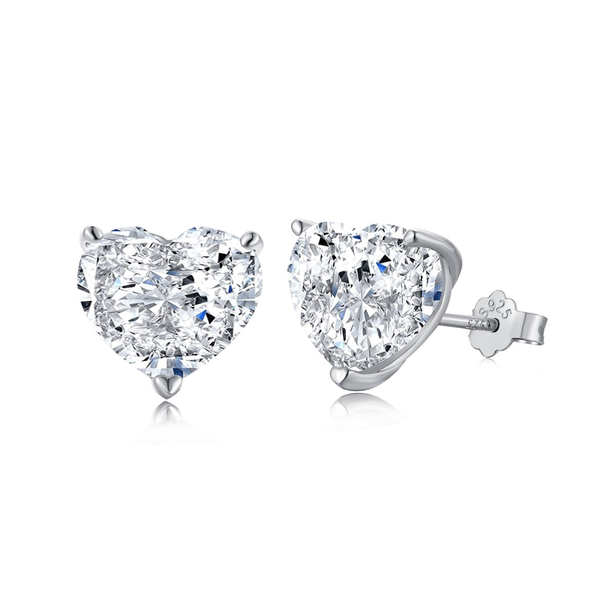 8A Zircon Earring | 925 Sterling Silver | White Heart Earring