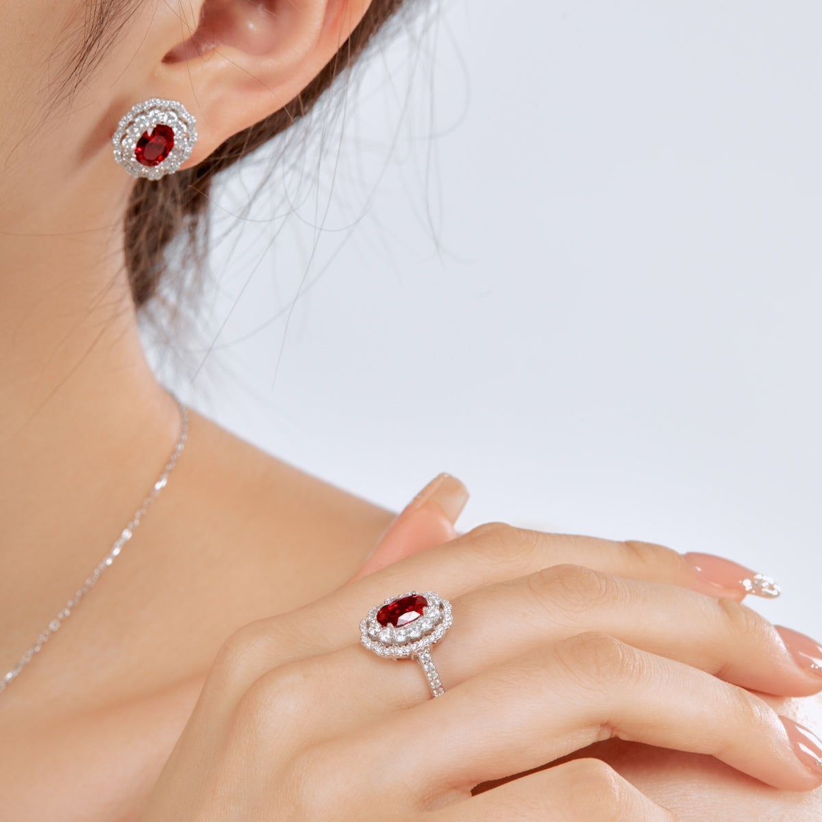 Jewelry Set | 5A Zircon | 925 Sterling Silver | Ruby Color