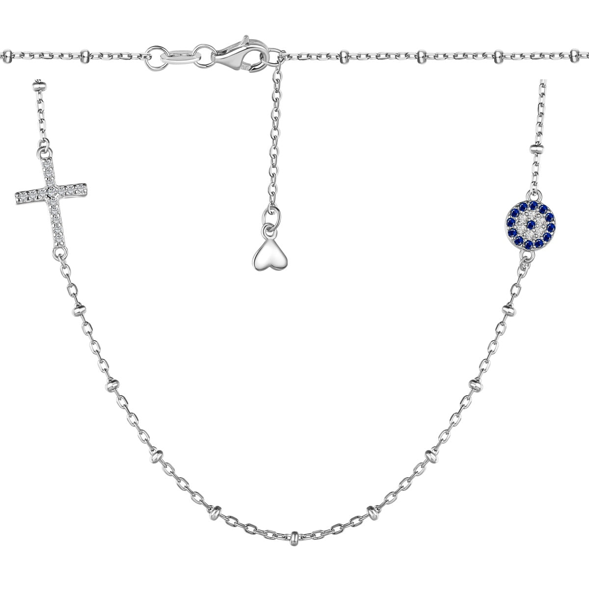 【Evil Eye】Necklace 925 Sterling Silver Plated White Gold