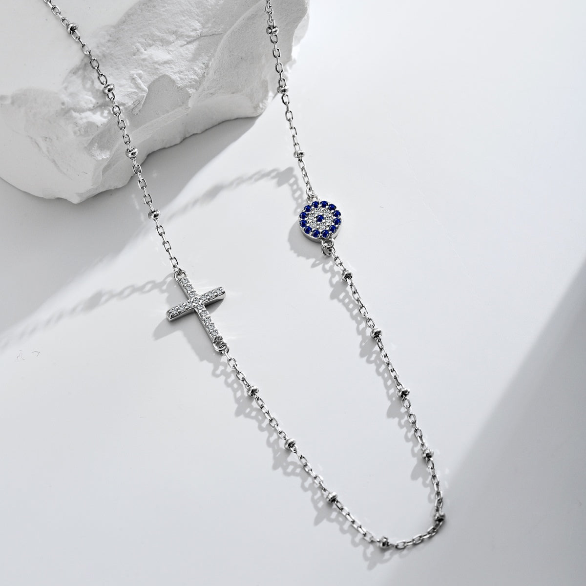 【Evil Eye】Necklace 925 Sterling Silver Plated Yellow Gold