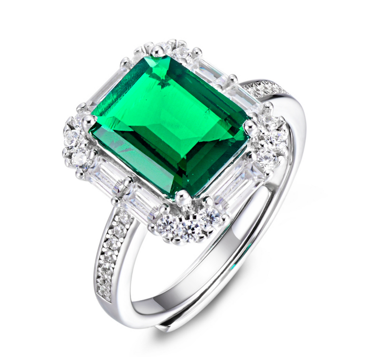 Lab Grown Emerald: 3.0 Carat Emerald Ring | S925 Plated White Gold