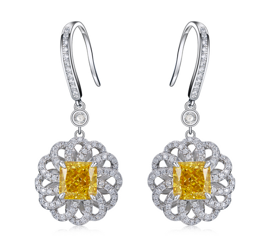 Cubic Zirconia Earring | 925 Sterling Silver | Princess Cut