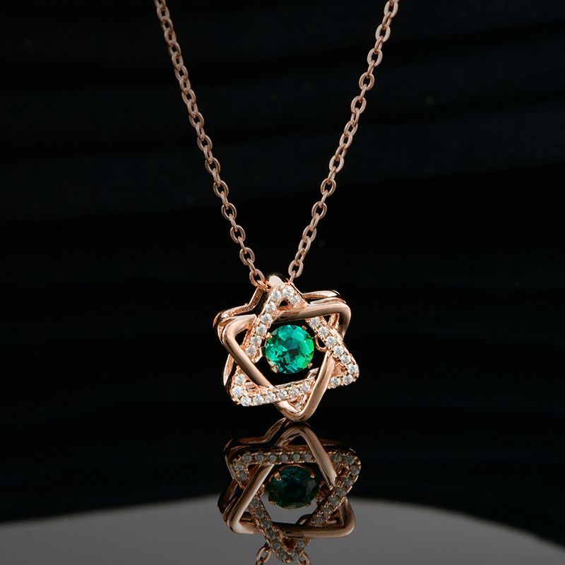 Lab Grown Emerald: 0.25 Carat Emerald Necklace | S925 Plated White/Rose Gold