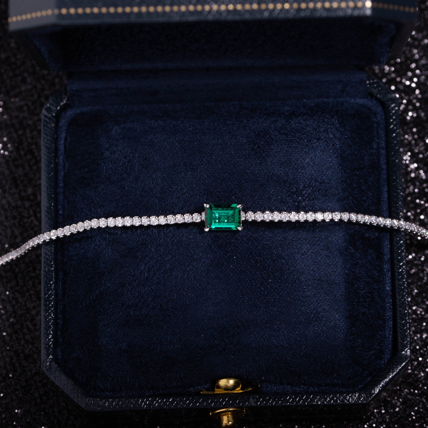 Lab Grown Emerald: 0.77 Carat Emerald Bracelet | S925 Plated White Gold