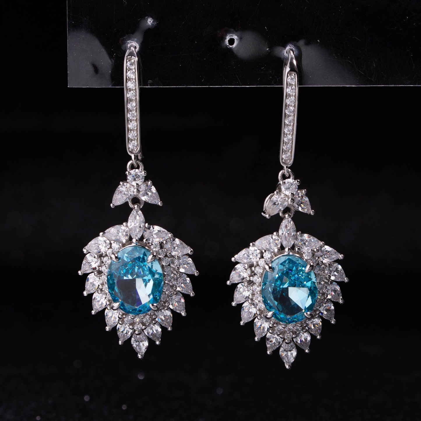 Lab Grown Emerald: 3.88 Carat Emerald Earring | S925 Plated White Gold