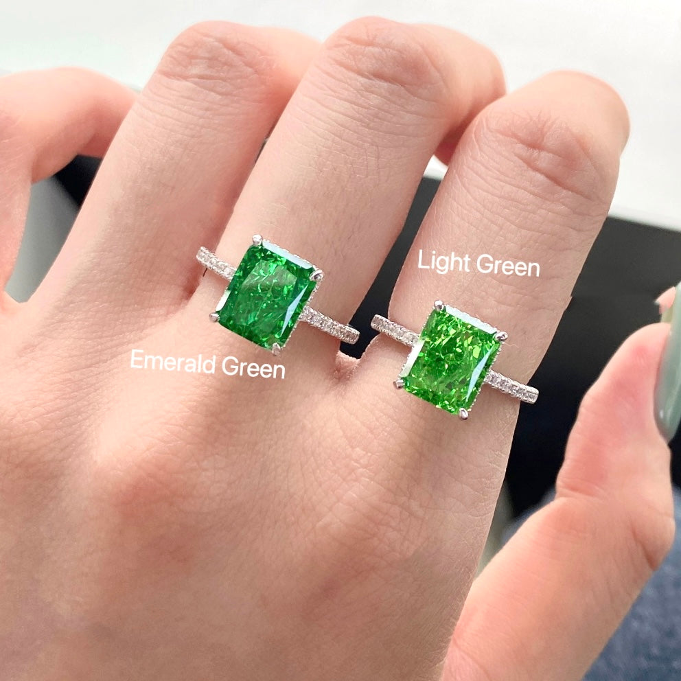 8A Zircon Ring | 925 Sterling Silver | White Rectangle