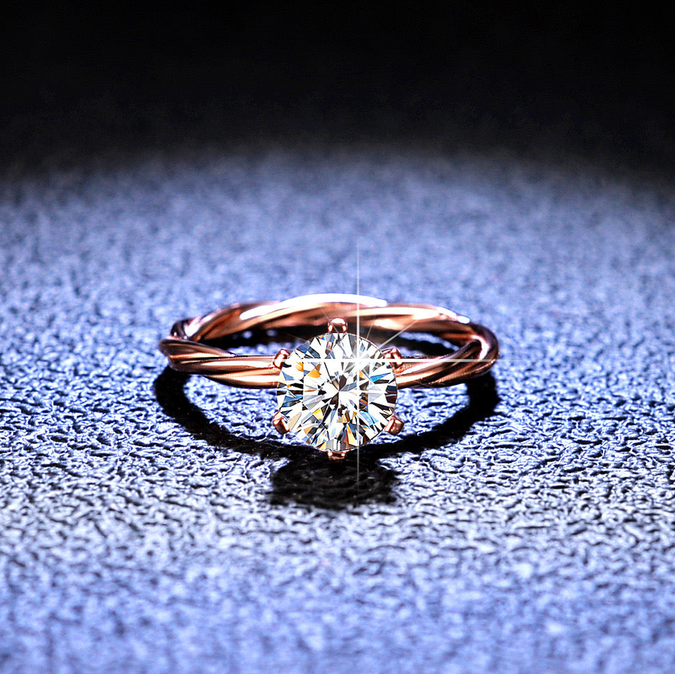 【LIVE】【Rose Gold】1ct Moissanite Ring Sterling Silver 925