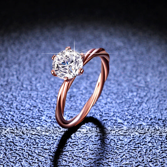 【LIVE】【Rose Gold】1ct Moissanite Ring Sterling Silver 925