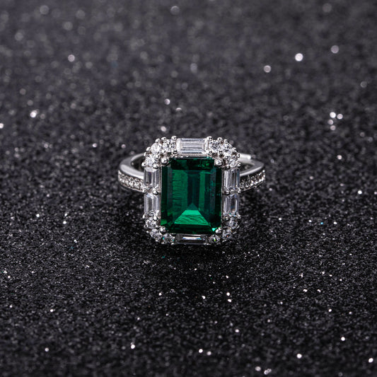 Lab Grown Emerald: 3.0 Carat Emerald Ring | S925 Plated White Gold
