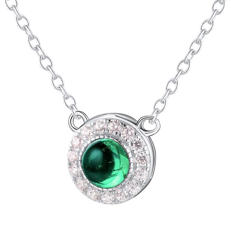 Lab Grown Emerald Necklace Ball Cut Sterling Silver 925 Plated Platinum