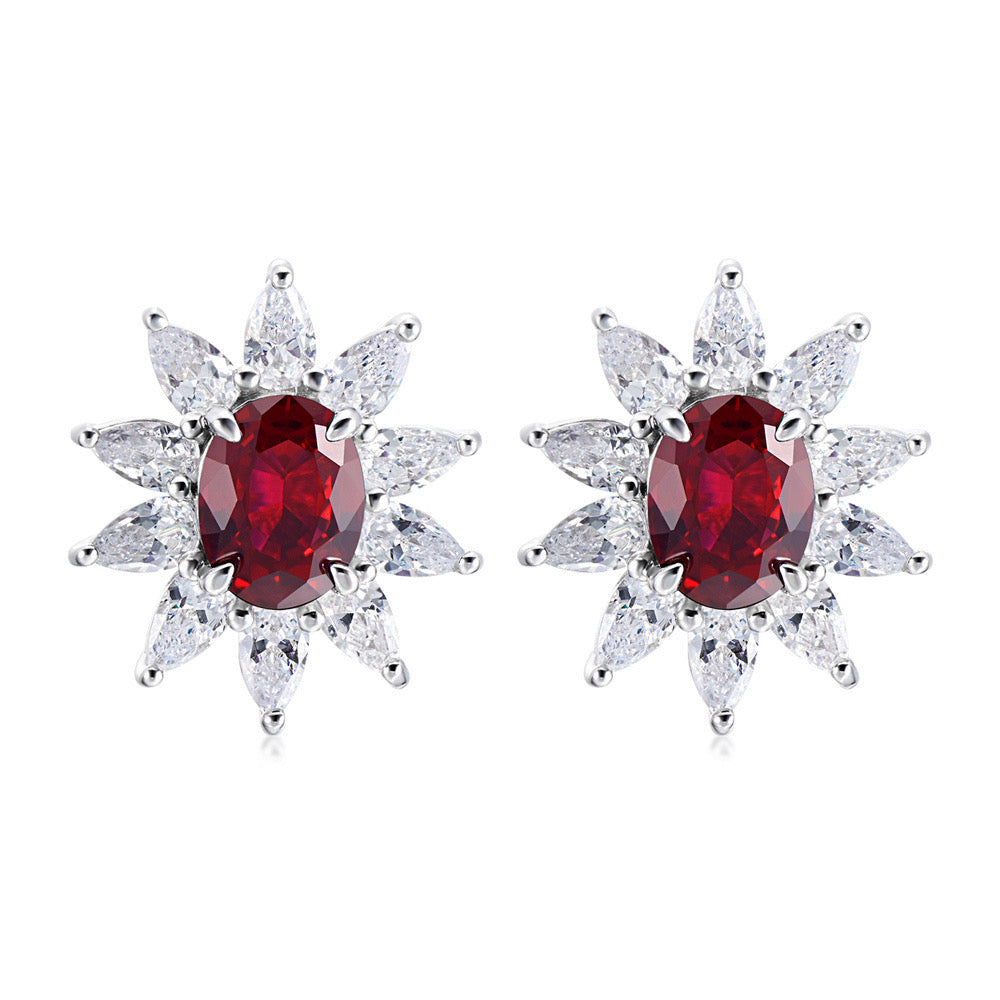 Lab Grown | Emerald Sunflower Delicate Earrings For Ladies Earrings