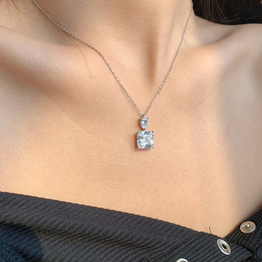 Zircon Necklace S925 Plated White Gold