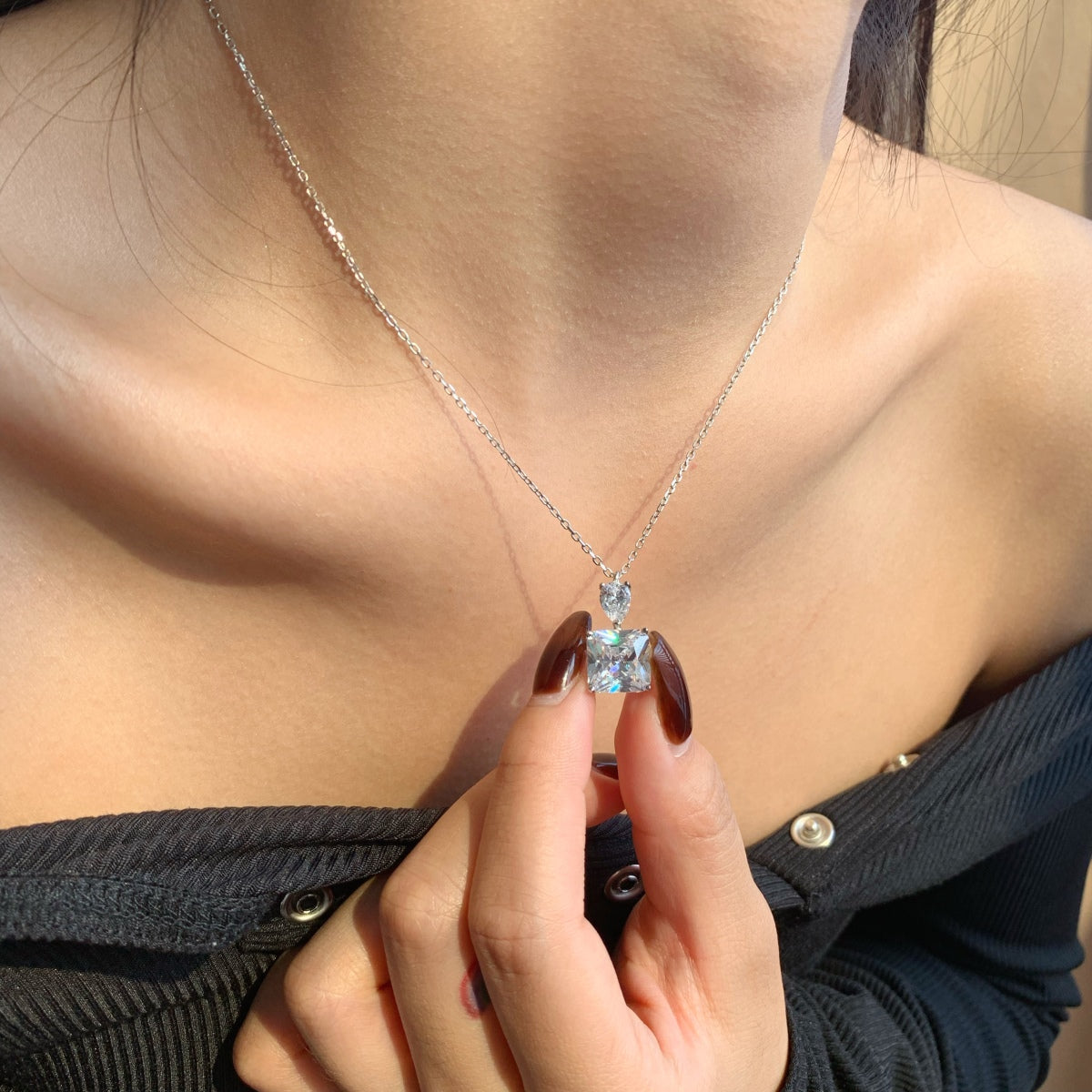 Zircon Necklace S925 Plated White Gold