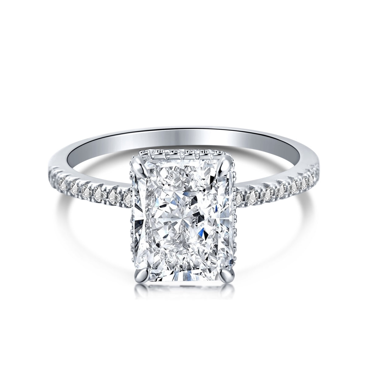 8A Zircon Ring | 925 Sterling Silver | Pink Rectangle