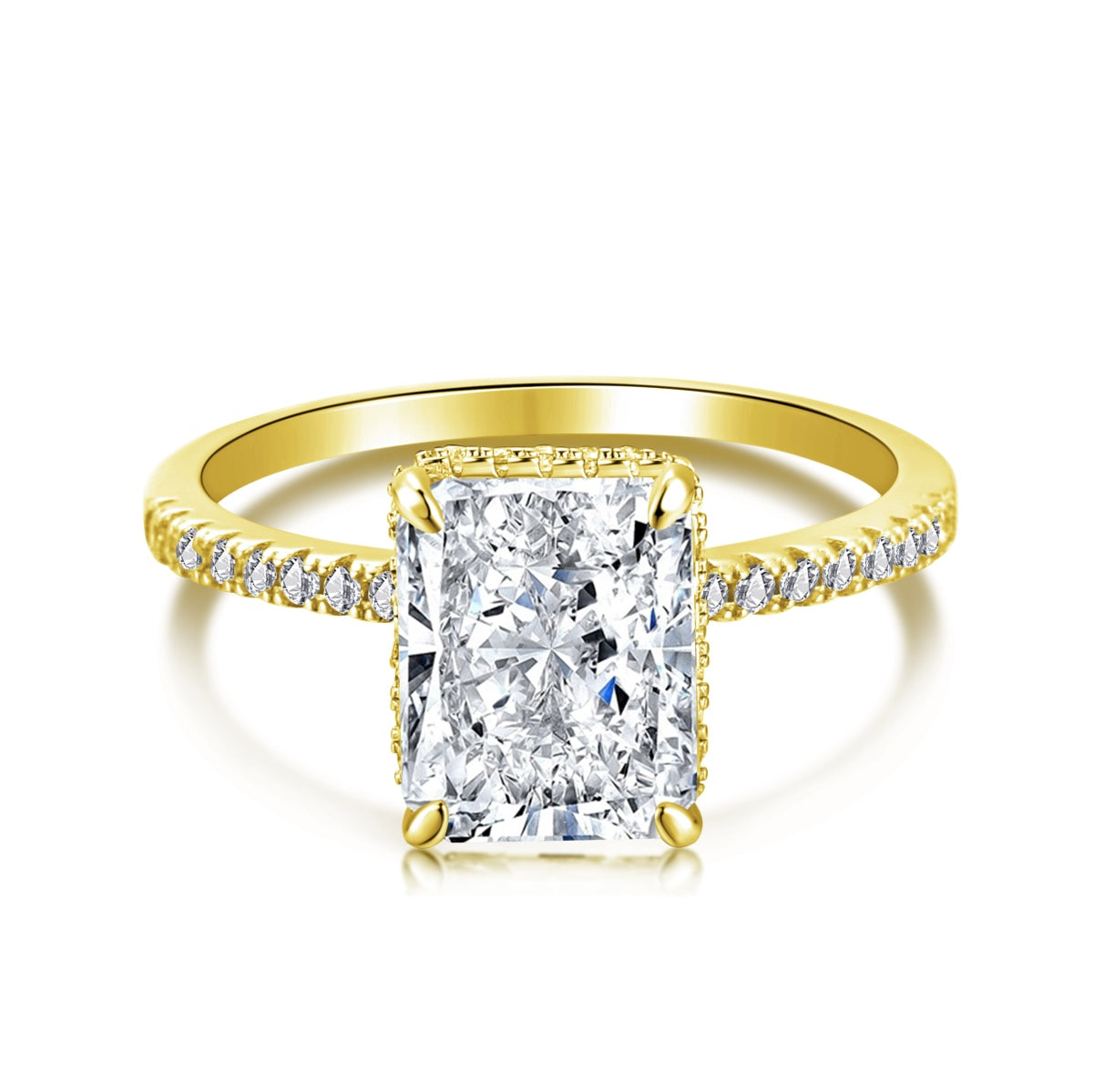 8A Zircon Ring | 925 Sterling Silver | Yellow Rectangle