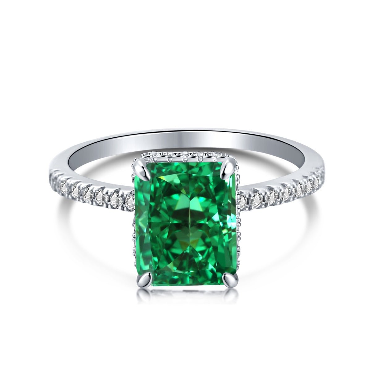8A Zircon Ring | 925 Sterling Silver | Yellow Rectangle