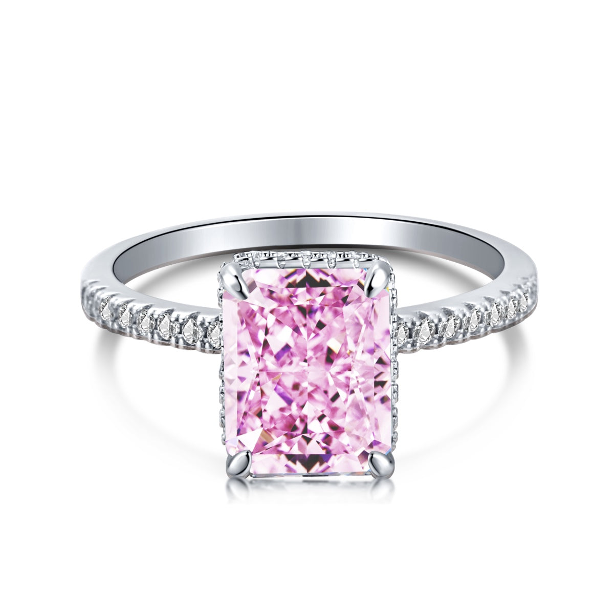 8A Zircon Ring | 925 Sterling Silver | White/Gold Rectangle