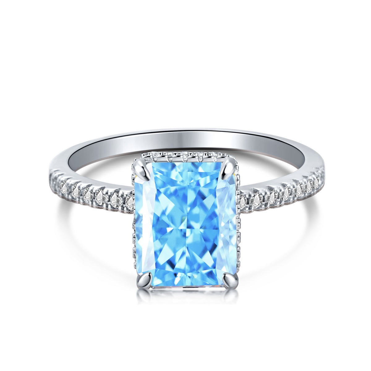 8A Zircon Ring | 925 Sterling Silver | Yellow Rectangle
