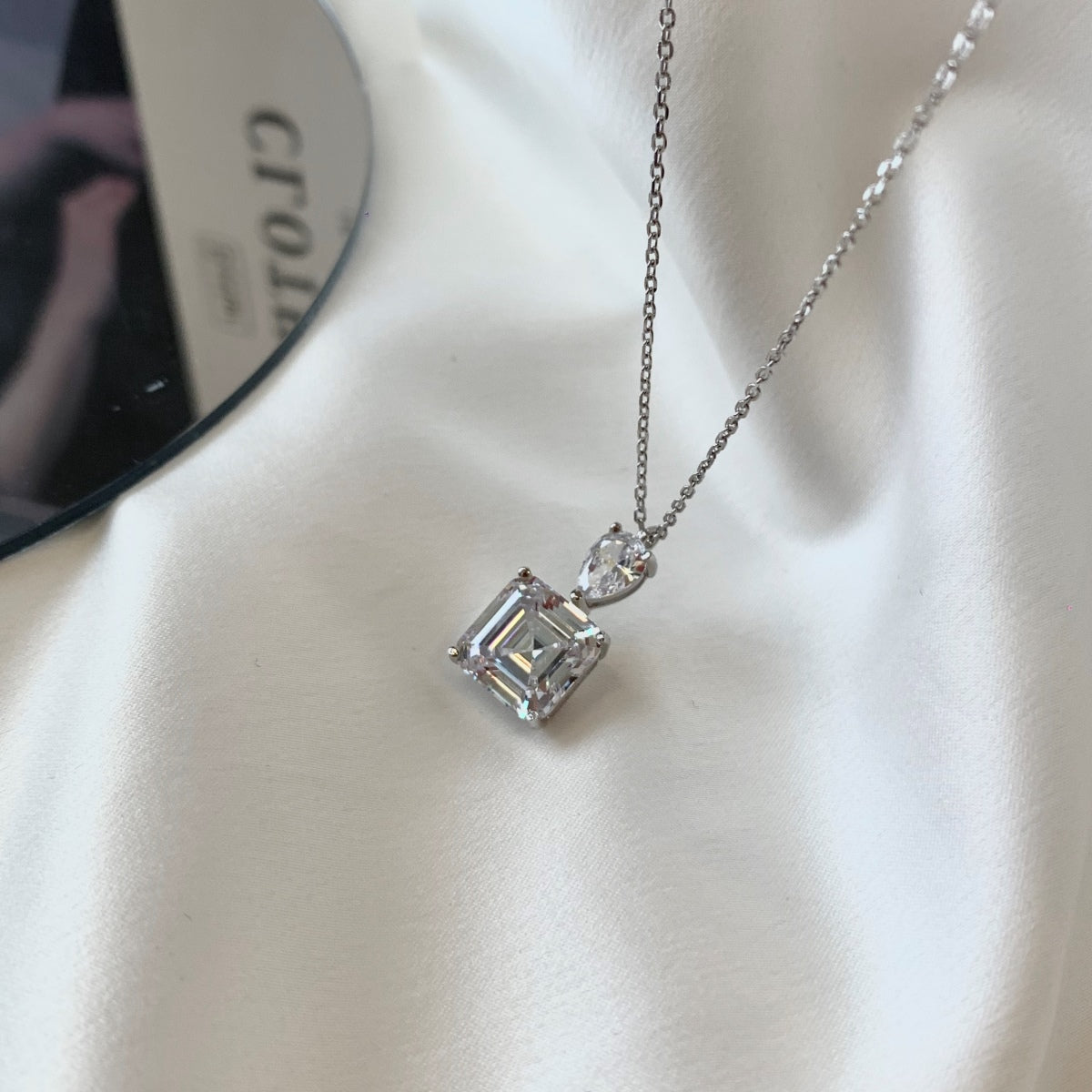 Zircon Necklace S925 Plated White Gold