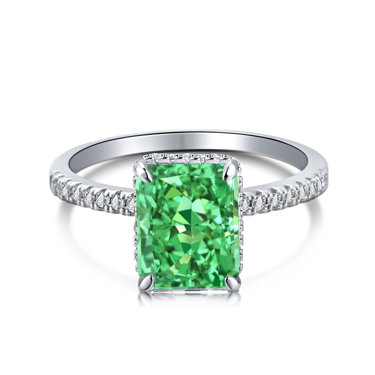 8A Zircon Ring | 925 Sterling Silver | Pink Rectangle