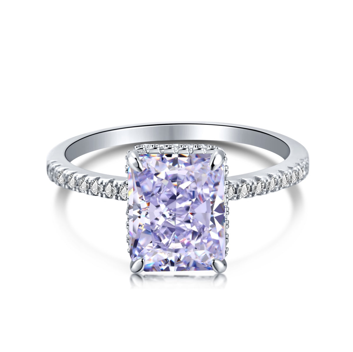 8A Zircon Ring | 925 Sterling Silver | White/Gold Rectangle
