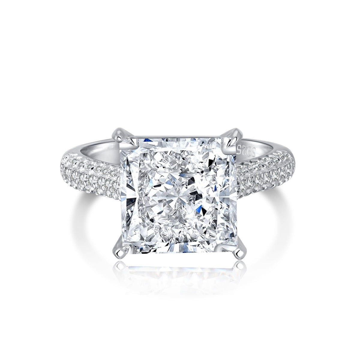 8A Zircon Ring | 925 Sterling Silver Radiant Cut 5ct