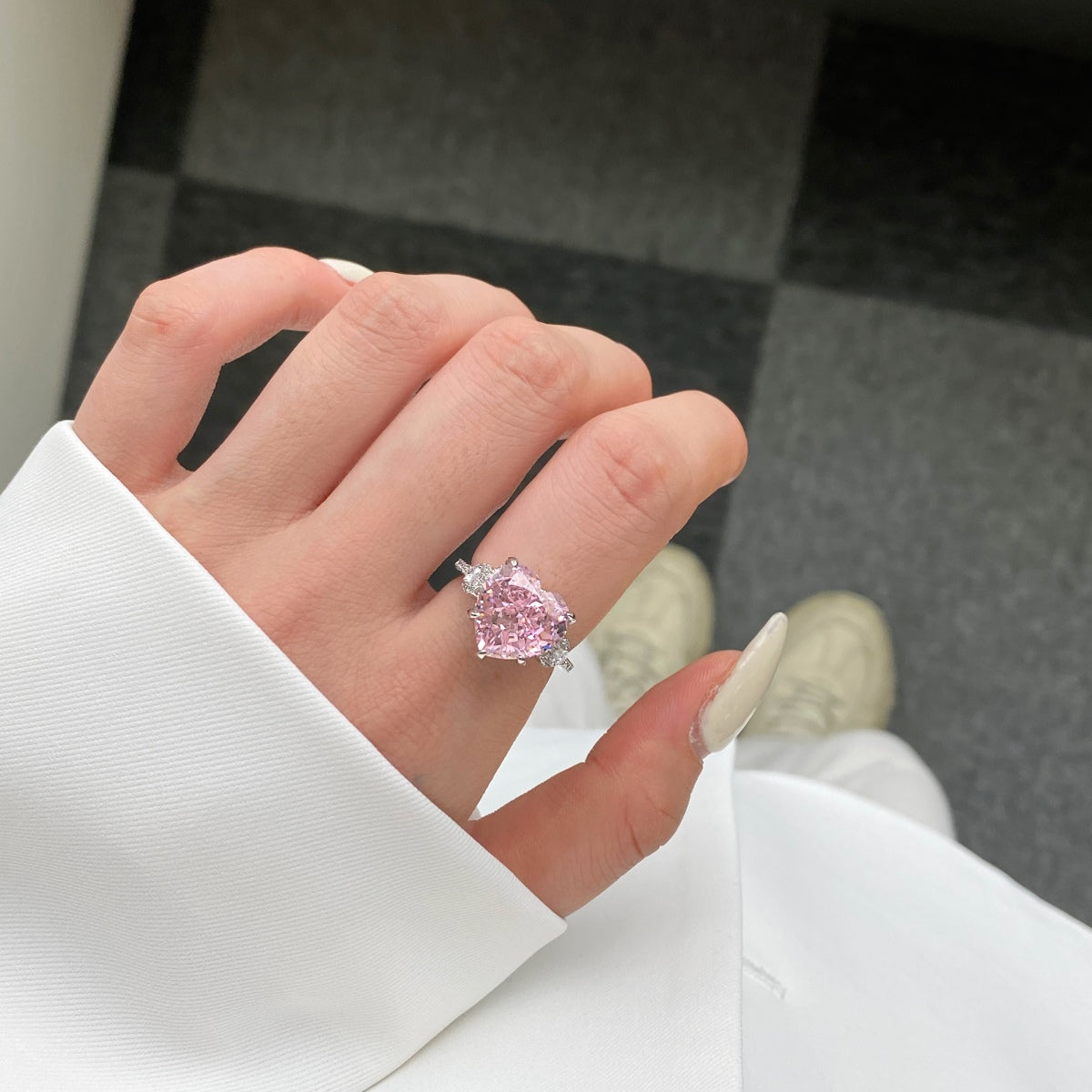 8A Zircon Ring | 925 Sterling Silver |「LOVE YOU」| 6ct