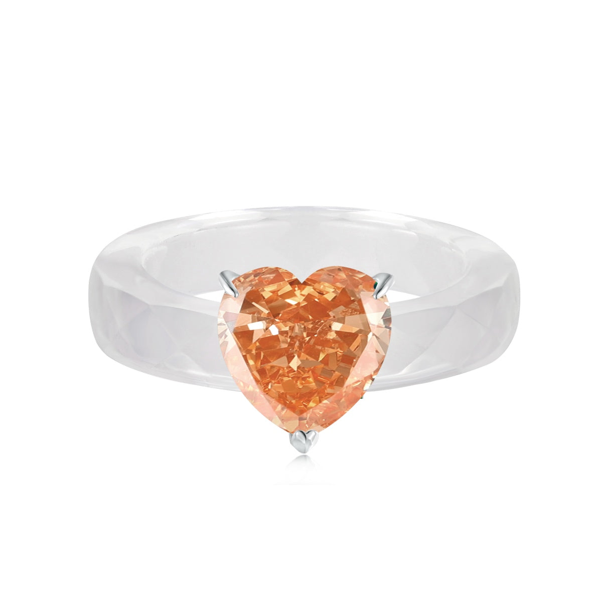 8A Zircon Candy Ring | 925 Sterling Silver | Green Heart | Crystal