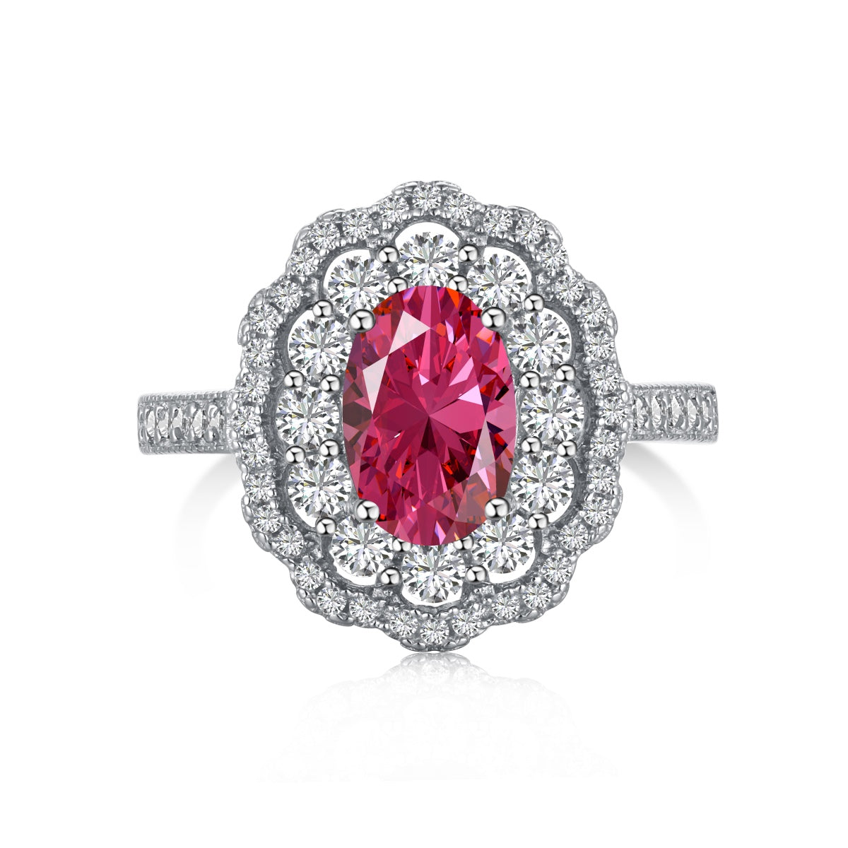 1.5 CT Ring 5A Cubic Zirconia | 925 Sterling Silver | Ruby Color | 0149
