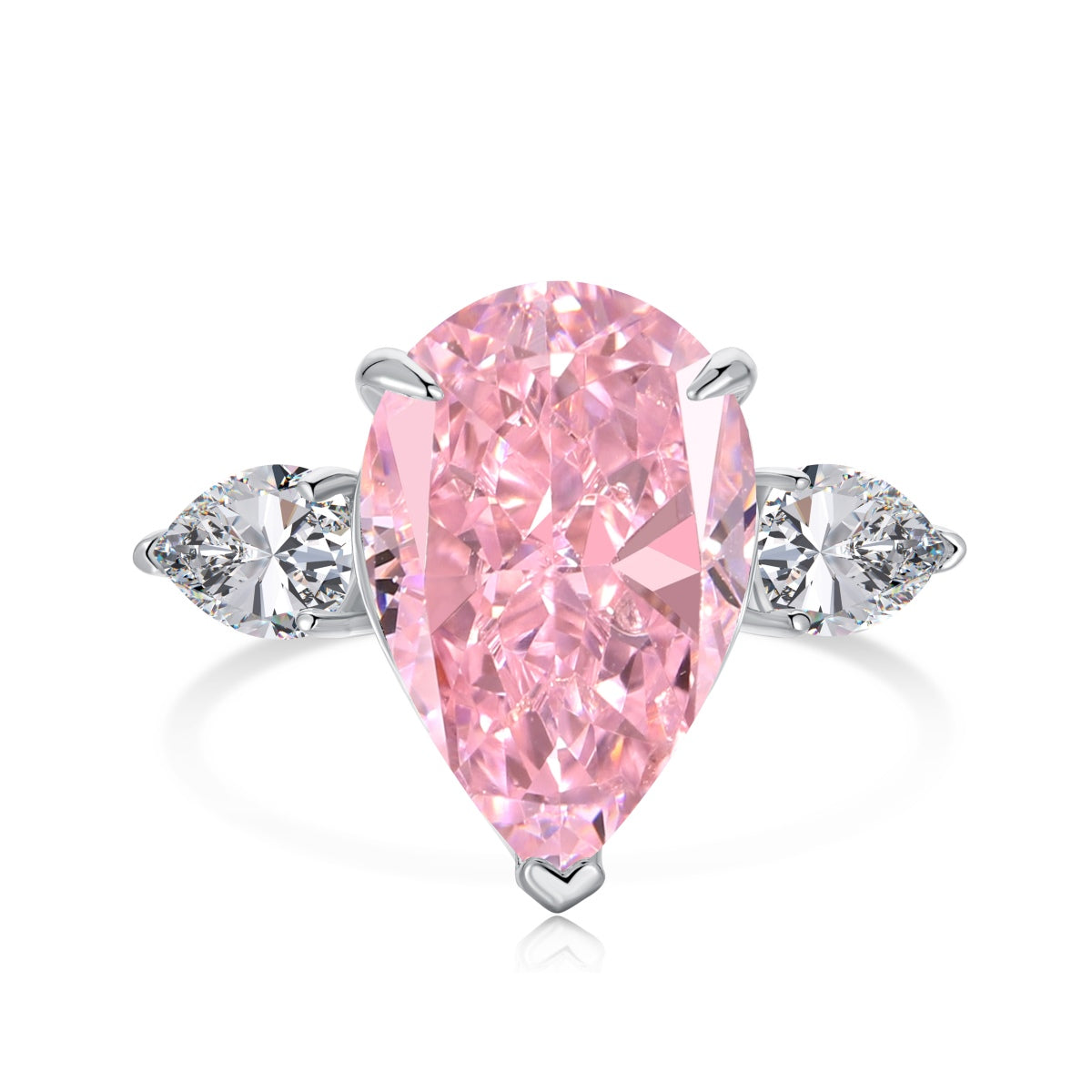 8A Zircon Ring | 925 Sterling Silver | Pink Pear | 6ct