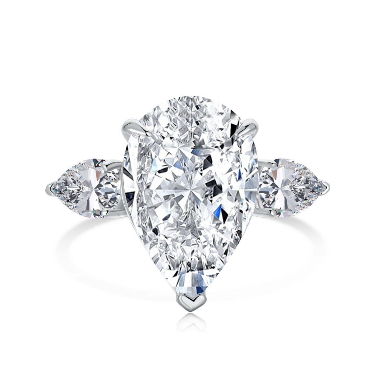 8A Zircon Ring | 925 Sterling Silver | Pink Pear | 6ct