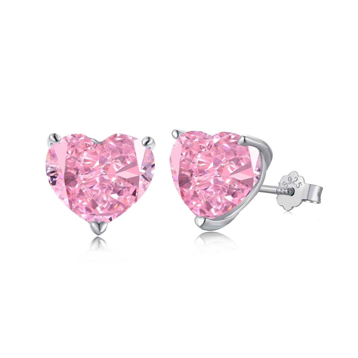 8A Zircon Earring | 925 Sterling Silver | White Heart Earring