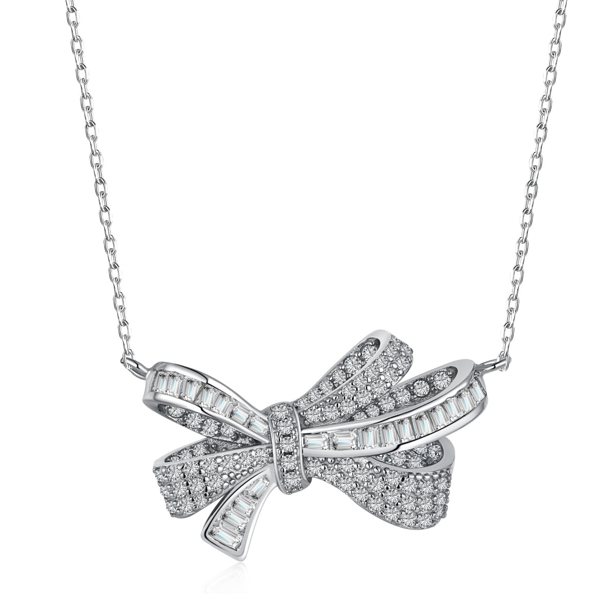 Zircon Necklace S925 Plated White Gold
