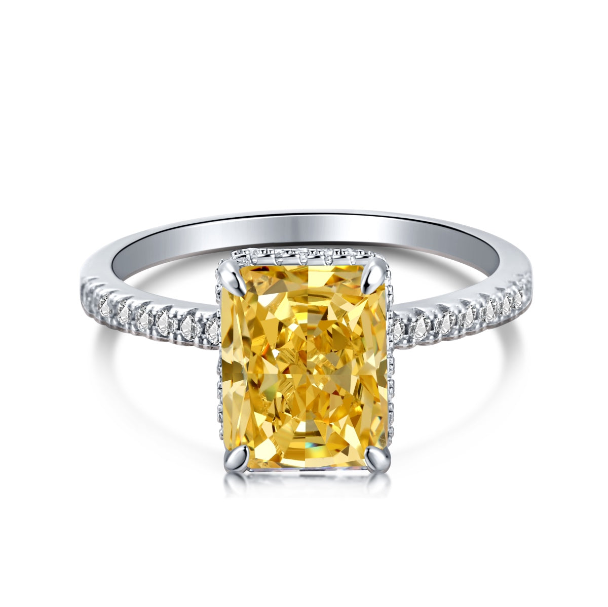 8A Zircon Ring | 925 Sterling Silver | Pink Rectangle