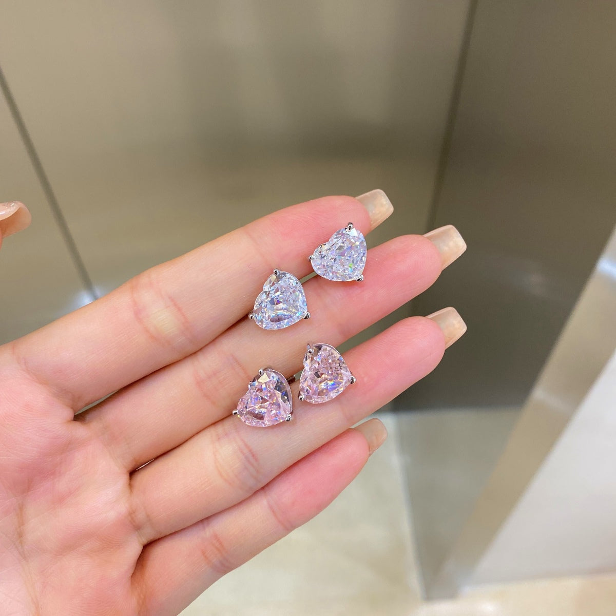 8A Zircon Earring | 925 Sterling Silver | White Heart Earring