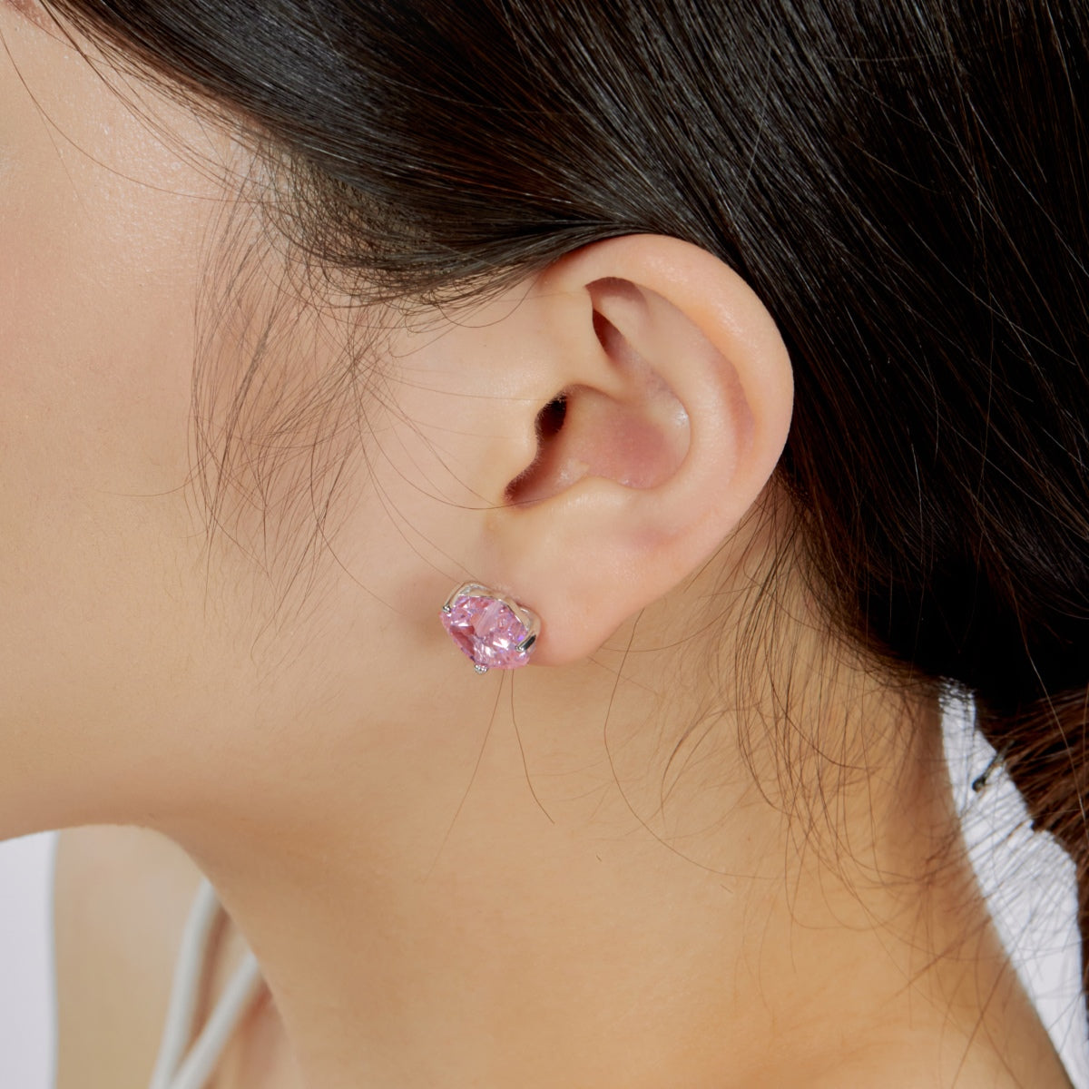 8A Zircon Earring | 925 Sterling Silver | White Heart Earring
