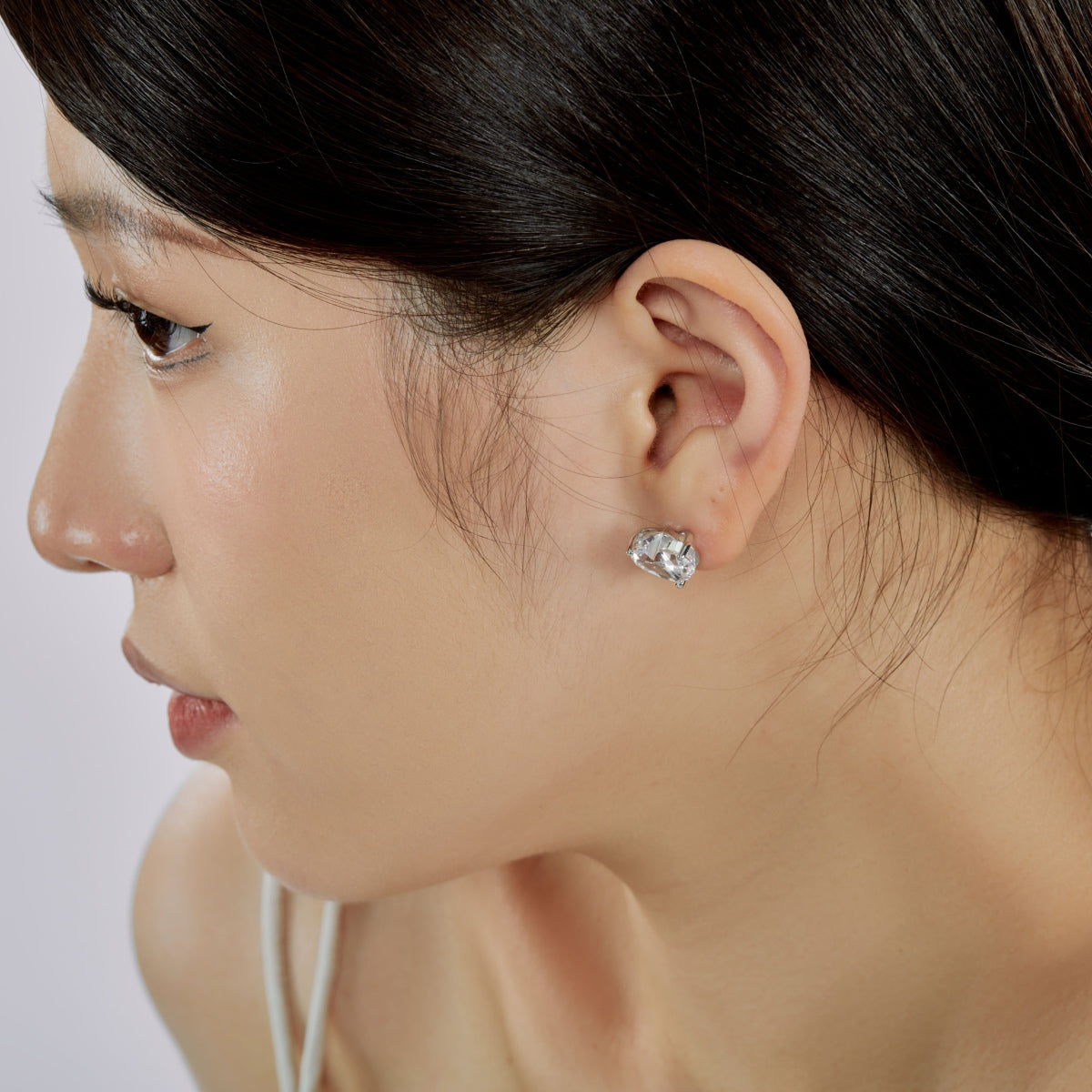 8A Zircon Earring | 925 Sterling Silver | White Heart Earring